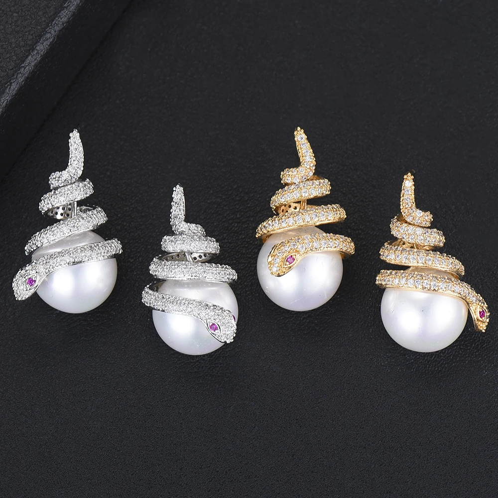 Unique Design Fashion Snake Big Peal Pendant Earrings Jewelry for Women Girl Anniversary Party Birthday Occasion Jewelry Gift
Unique Design Fashion Snake Big Peal Pendant Earrings Jewelry for Women Girl Anniversary Party Birthday Occasion Jewelry Gift