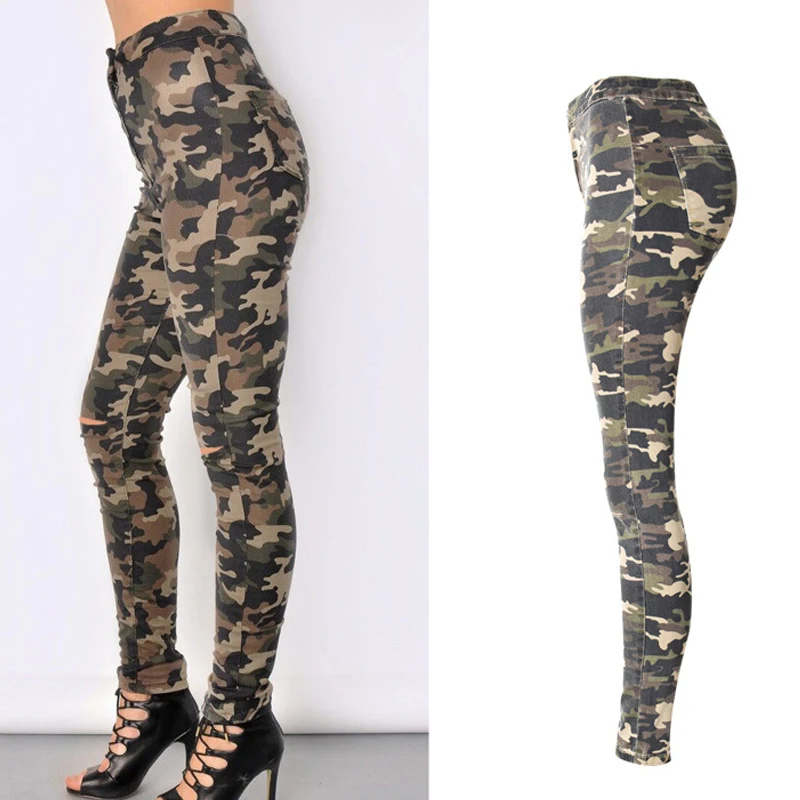 Camouflage Knee Hole Skinny Ripped Jeans Women Elastic High Waist Pencil Pants Female Fashion Streetwear Trousers Casual Jeans
Camouflage Knee Hole Skinny Ripped Jeans Women Elastic High Waist Pencil Pants Female Fashion Streetwear Trousers Casual Jeans