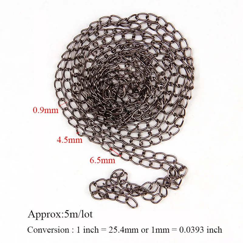 5m/lot Gun black Bronze red 0.9x4.5x6.5mm Metal Iron Necklace Chains Open Link Chains Lot For DIY Jewelry Accessories
5m/lot Gun black Bronze red 0.9x4.5x6.5mm Metal Iron Necklace Chains Open Link Chains Lot For DIY Jewelry Accessories
