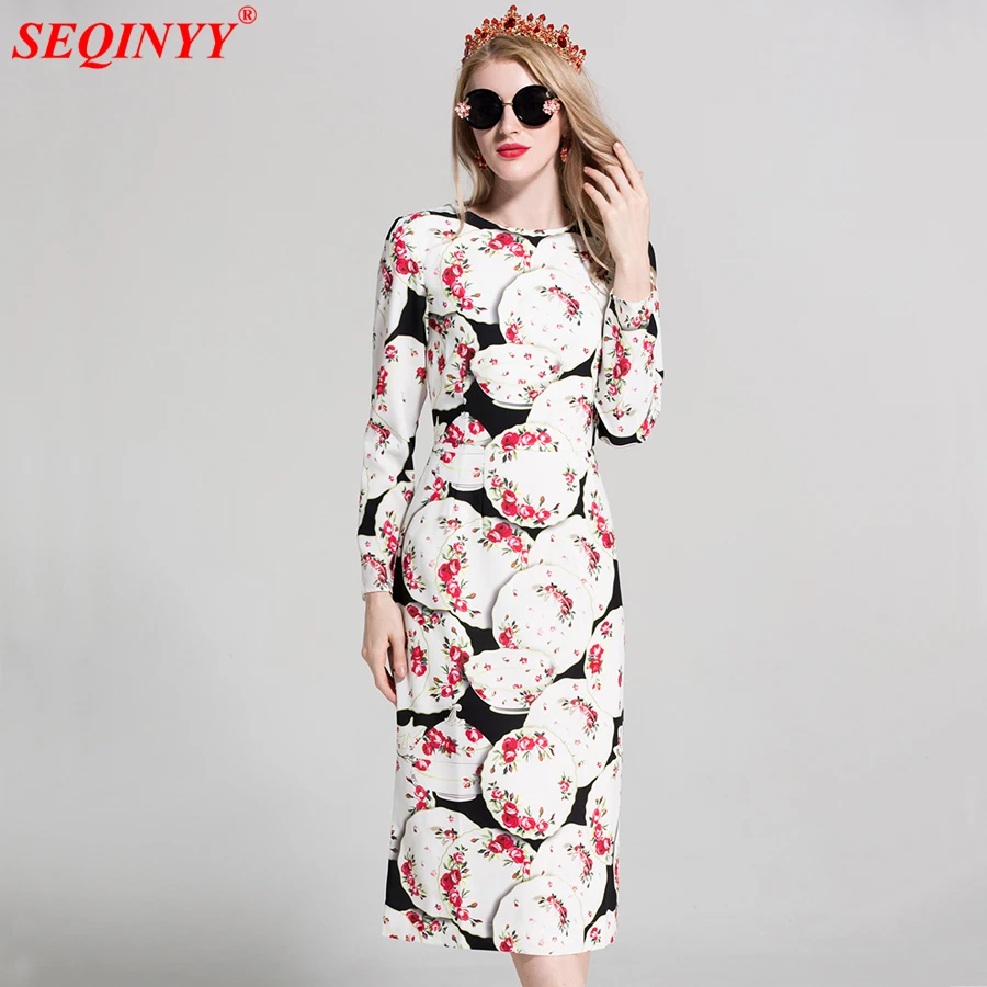 SEQINYY Fashion Runway Dress Plus Size XXL Europe 2018 Spring Summer Women Retro Flwoers Plate Printing Slim Sheath White Dress
SEQINYY Fashion Runway Dress Plus Size XXL Europe 2018 Spring Summer Women Retro Flwoers Plate Printing Slim Sheath White Dress