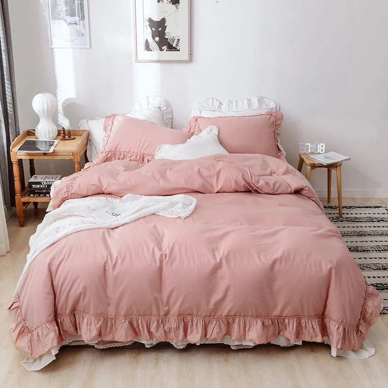 13373 Pure Cotton Bedding Set Princess Double Layers Duvet Cover Pillowcase Bed Skirt 4Pcs Living Room Bed Kits Home Textile
13373 Pure Cotton Bedding Set Princess Double Layers Duvet Cover Pillowcase Bed Skirt 4Pcs Living Room Bed Kits Home Textile