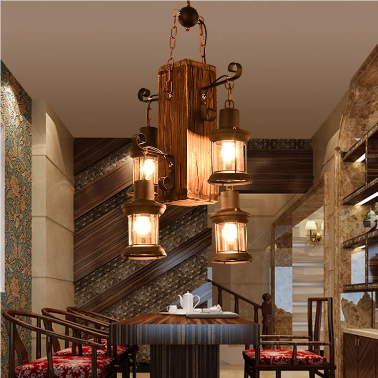American style LOFT retro cafe, net bar stand, nostalgic personalized clothing store, solid wood decorative Chandelier
American style LOFT retro cafe, net bar stand, nostalgic personalized clothing store, solid wood decorative Chandelier