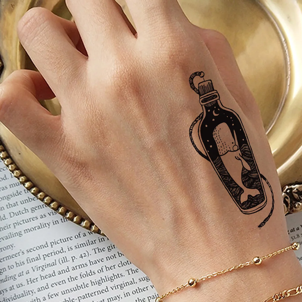 VANKIRS Bottle Whale Little Temporary Tattoo Stickers Women Body Arm Chest Black Fake Tatoos Men Stars Moon Dolphin Tattoo Paste
VANKIRS Bottle Whale Little Temporary Tattoo Stickers Women Body Arm Chest Black Fake Tatoos Men Stars Moon Dolphin Tattoo Paste