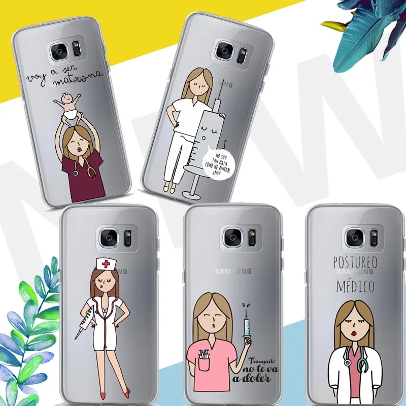 Фото Испания мультфильм медицина доктор медсестра для Samsung Galaxy S6 S7 S8 S9 PLUS S7Edge Note 8