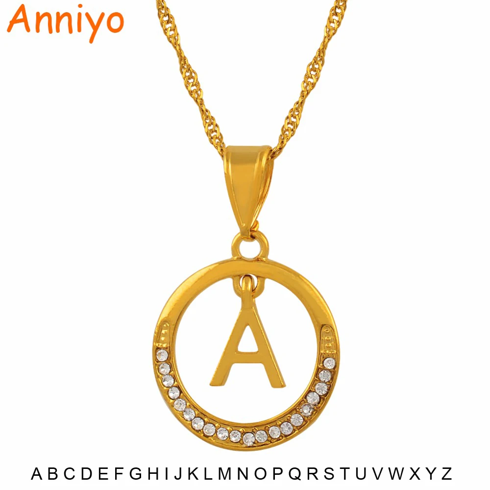 Anniyo A-Z Letters Necklaces Gold Color Initial Pendant Chain With Stone for Women Girls English Letter Jewelry Alphabet #130106
Anniyo A-Z Letters Necklaces Gold Color Initial Pendant Chain With Stone for Women Girls English Letter Jewelry Alphabet #130106