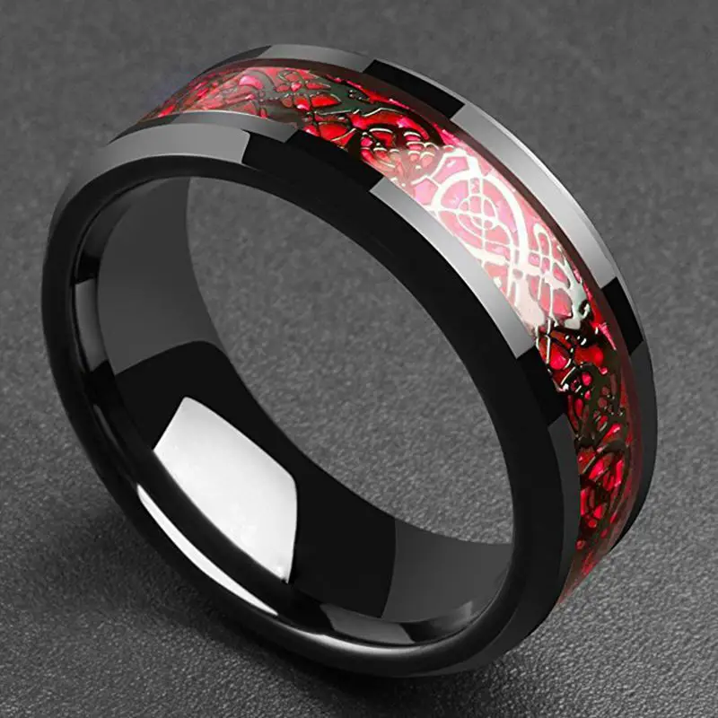 Red green carbon fiber weft wedding ring carbon fiber weft stainless steel suitable for embedding men's ring
Red green carbon fiber weft wedding ring carbon fiber weft stainless steel suitable for embedding men's ring