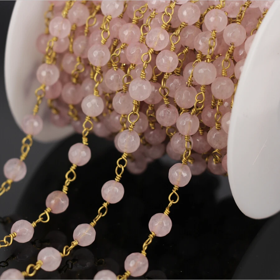 Wholesale 5Meter Rose Quartz Faceted Round Bead Chain,plated Gold Wire Wrapped Rosary Chain Necklace Fashion Jewelry Findings
Wholesale 5Meter Rose Quartz Faceted Round Bead Chain,plated Gold Wire Wrapped Rosary Chain Necklace Fashion Jewelry Findings