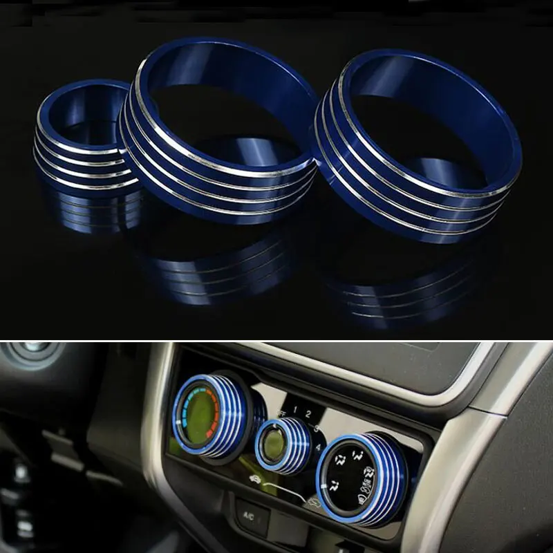 Car Interior 3pcs Dashboard Air Condition Adjust Switch Knobs Button Cover Frame Trim Fits For Honda City 2013 2014 2015 - купить по