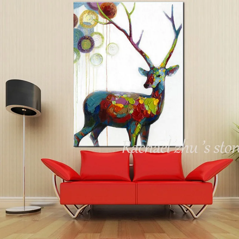 New Arrival 100% Hand Painted Modern Cartoon Elk Oil Pinaintg Palette Knife Color reindeer Wall Pictures Bedroom Decor No Framed
New Arrival 100% Hand Painted Modern Cartoon Elk Oil Pinaintg Palette Knife Color reindeer Wall Pictures Bedroom Decor No Framed
