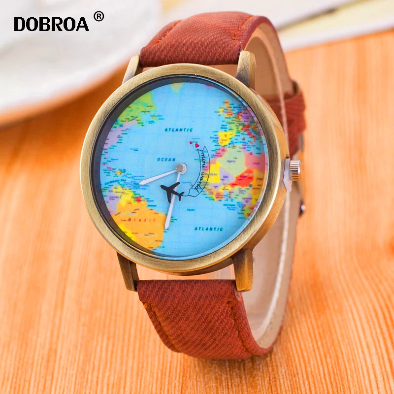 DOBROA Montre Homme Relogio студент повседневное Бронзовый холст ремешок часы деним Винтаж