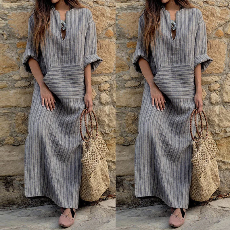 Woman Boho Long Striped Summer Dress 2021 Baggy Long-Sleeved Vintage Ladies Casual Kaftan Beach Loose Maxi Dresses for Women
Woman Boho Long Striped Summer Dress 2021 Baggy Long-Sleeved Vintage Ladies Casual Kaftan Beach Loose Maxi Dresses for Women