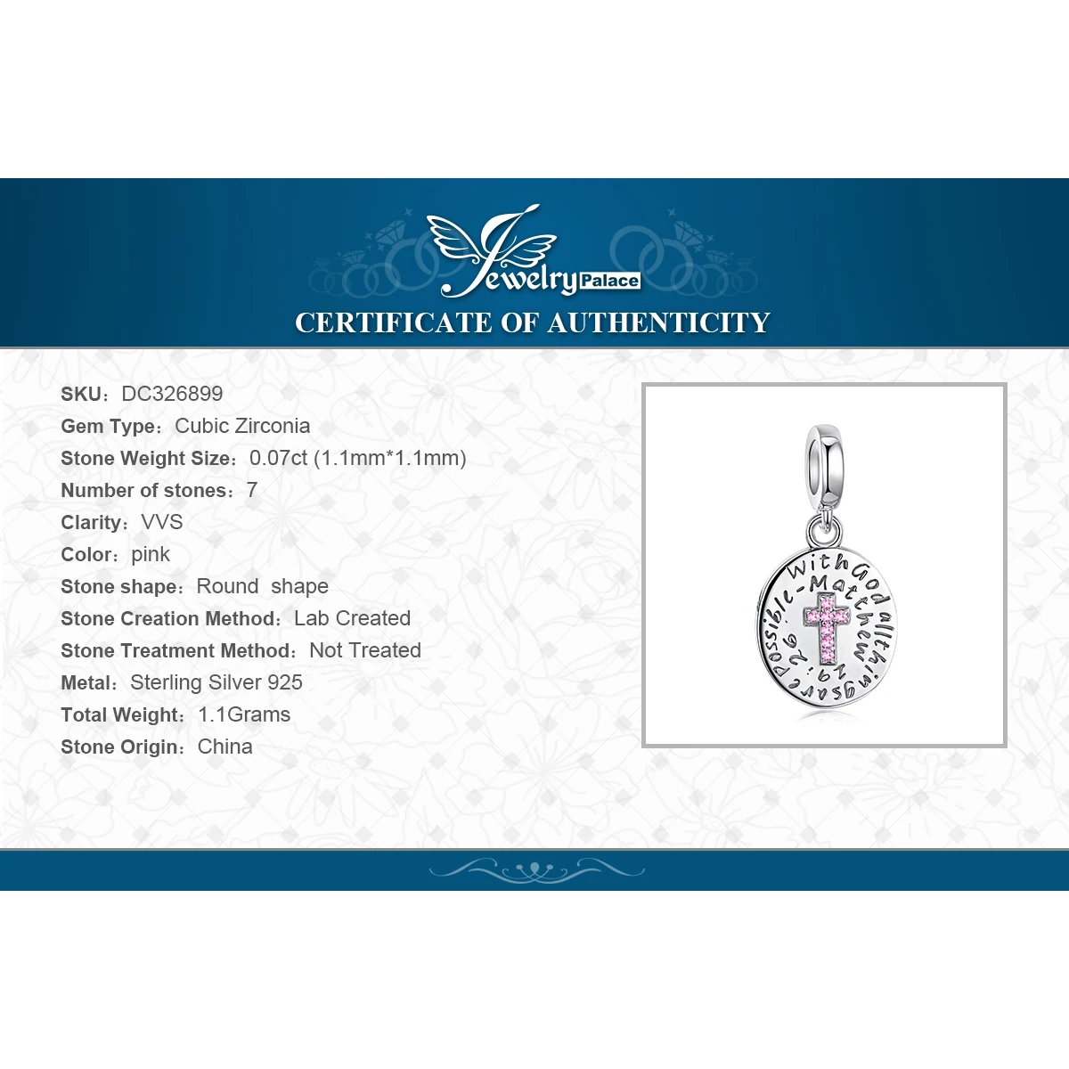JewelryPalace Cross God Blessings 925 Sterling Silver Beads Charms Silver 925 Original for Bracelet Silver 925 Original Jewelry
JewelryPalace Cross God Blessings 925 Sterling Silver Beads Charms Silver 925 Original for Bracelet Silver 925 Original Jewelry