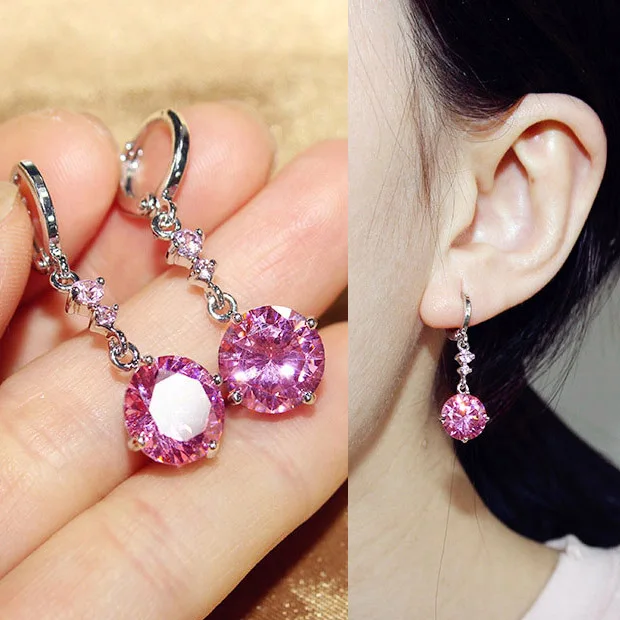 Fashion Top Grade 10mm Round AAA Cubic Zirconia Dangle Earrings Pink Stone Drop Earrings For Women Party Jewelry
Fashion Top Grade 10mm Round AAA Cubic Zirconia Dangle Earrings Pink Stone Drop Earrings For Women Party Jewelry