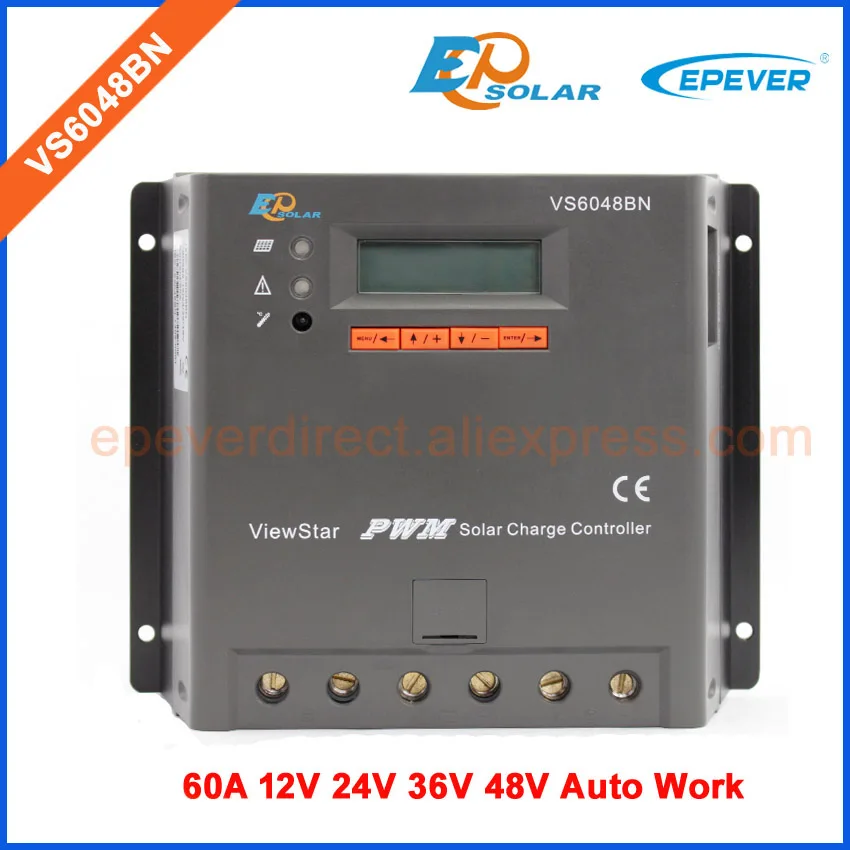 VS6048BN PWM EPsolar EPEVER solar charging controller 12v 24v 36v 48v LCD display 60A 60amp
VS6048BN PWM EPsolar EPEVER solar charging controller 12v 24v 36v 48v LCD display 60A 60amp