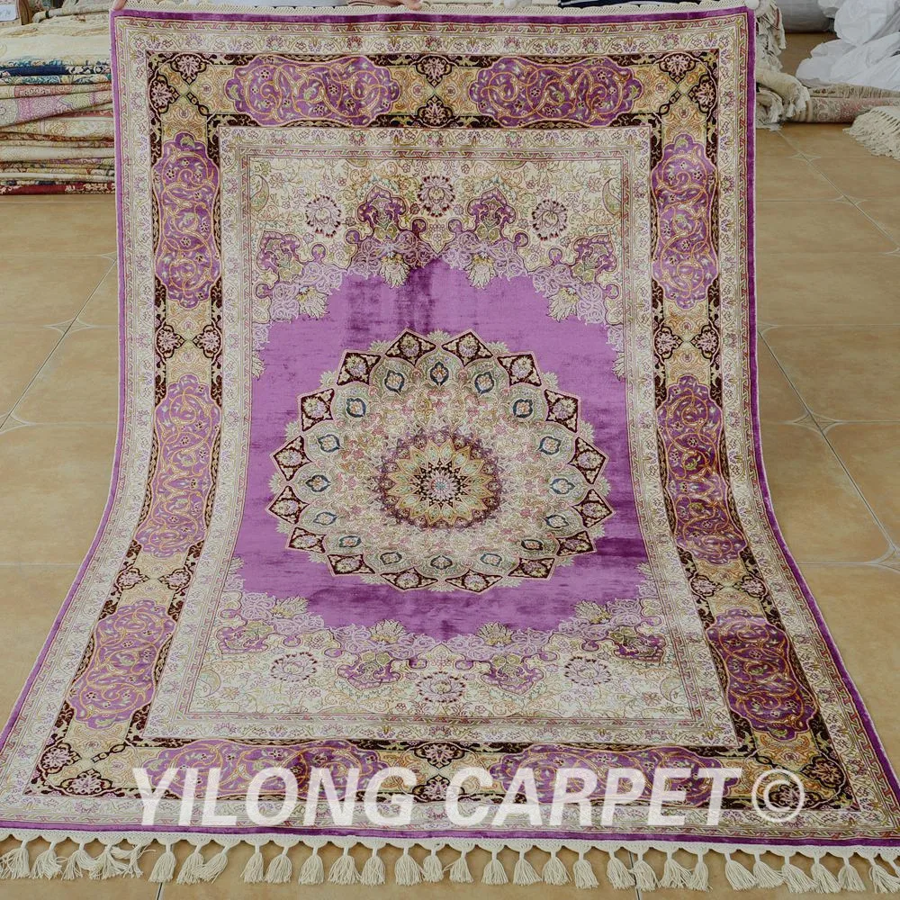 Yilong 4.3'x6.2' Traditional persian silk carpet purple medallion vantage fine turkish silk rugs (1708)
Yilong 4.3'x6.2' Traditional persian silk carpet purple medallion vantage fine turkish silk rugs (1708)