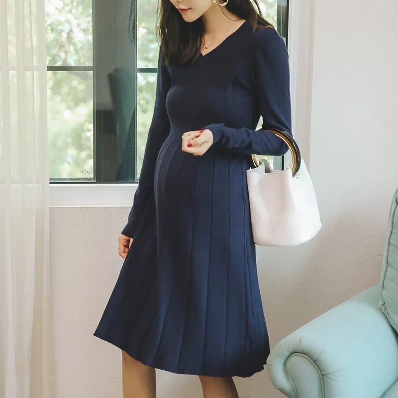 Новинка 2021 модное трикотажное платье для кормления беременных женщин длинные