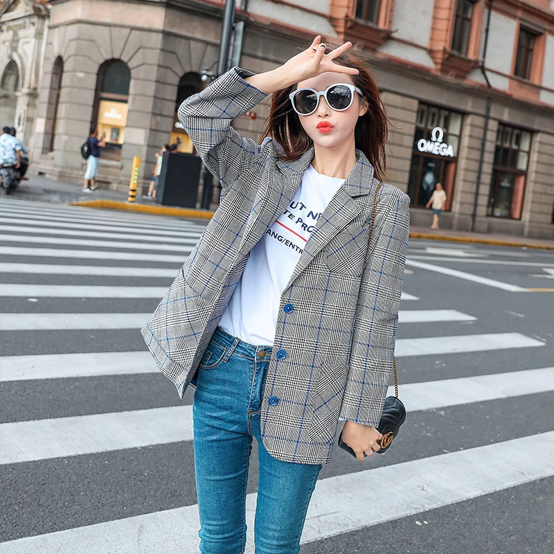 Women Suits Single-breasted Plaid Office Lady Long Sleeve Blazer Vintage Work Suit Elegant Outerwear Blazer Women Jacket
Women Suits Single-breasted Plaid Office Lady Long Sleeve Blazer Vintage Work Suit Elegant Outerwear Blazer Women Jacket