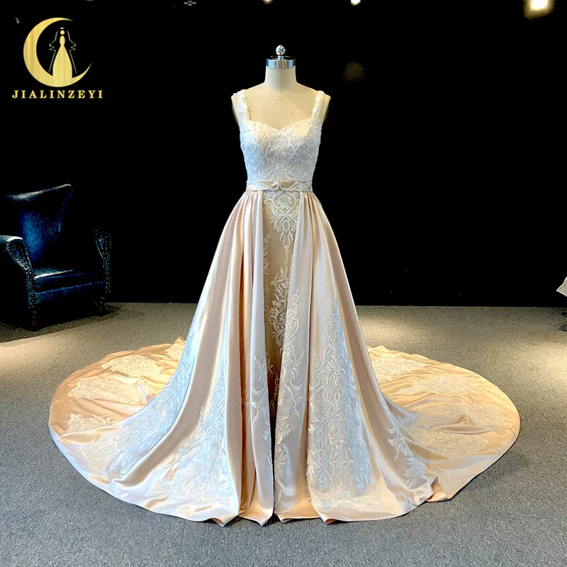 JIALINZEYI Real Picture Two Straps Champagne Lace with train Wedding Dresses wedding gown dress
JIALINZEYI Real Picture Two Straps Champagne Lace with train Wedding Dresses wedding gown dress