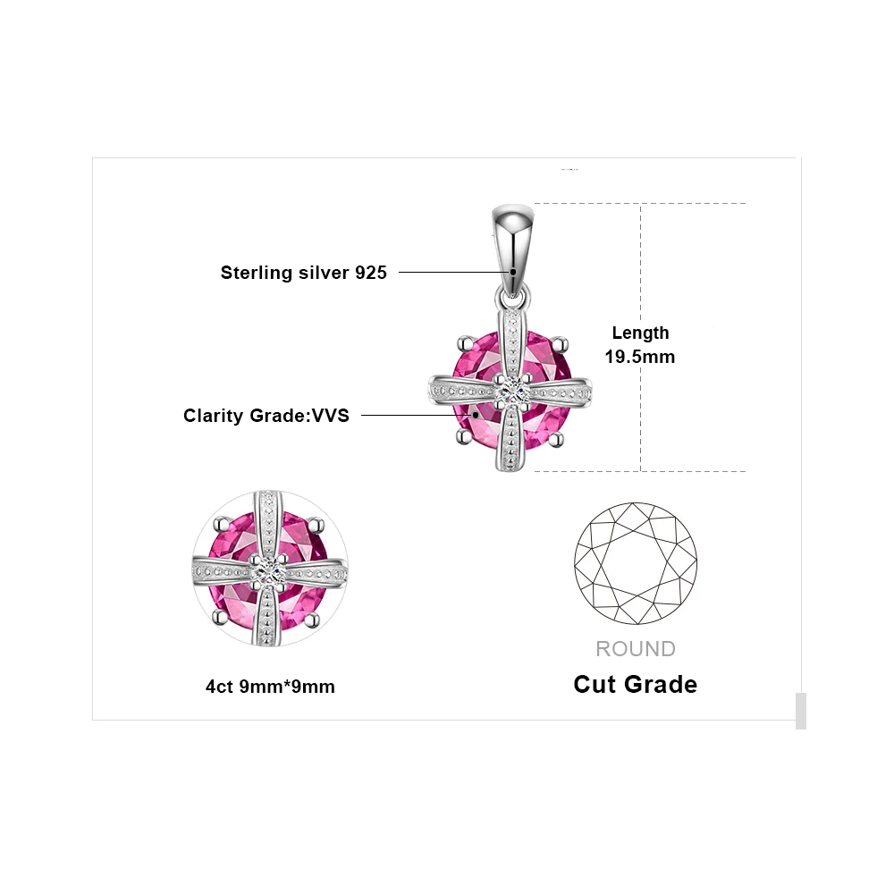 JewelryPalace Аутентичные 925 Серебряный 4ct создано розовый сапфир Мода Корона Подвески