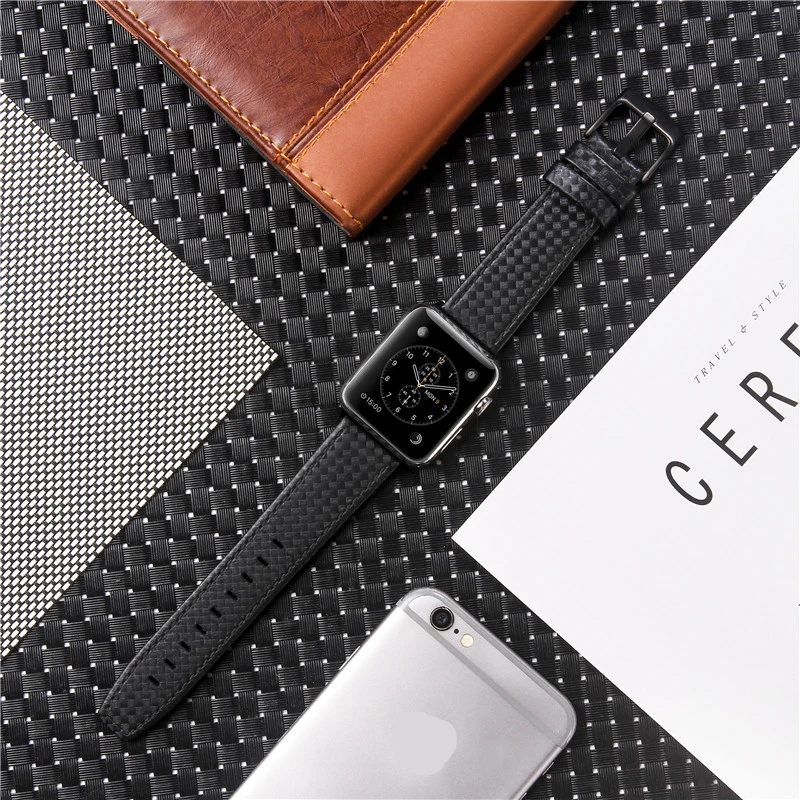 High Quality Real Carbon Fiber Genuine Leather Watch Band Strap for Apple Watch Series 5/4/3/2/144mm 40mm 42mm 38mm for iWatch
High Quality Real Carbon Fiber Genuine Leather Watch Band Strap for Apple Watch Series 5/4/3/2/144mm 40mm 42mm 38mm for iWatch