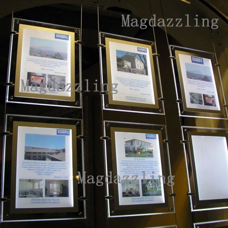 Real Estate Window Display System Advertising light box led panel hanging double side acrylic poster frame a4 size 56PCS/lot | Лампы и