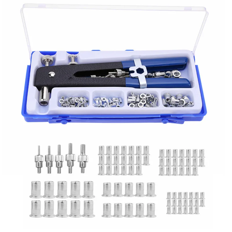 1 Set M3-M8 Blind Hand Rivet Nuts Threaded Insert Rivet Tool Riveter Gun with Rivnut Nutsert Riveting Kit Household Repair Tools
1 Set M3-M8 Blind Hand Rivet Nuts Threaded Insert Rivet Tool Riveter Gun with Rivnut Nutsert Riveting Kit Household Repair Tools