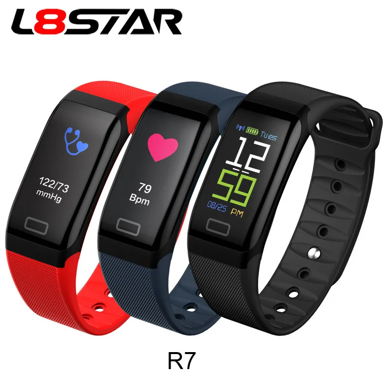L8STAR R7 смарт браслет на запястье Фитнес сердечного ритма цветной монитор зарядка