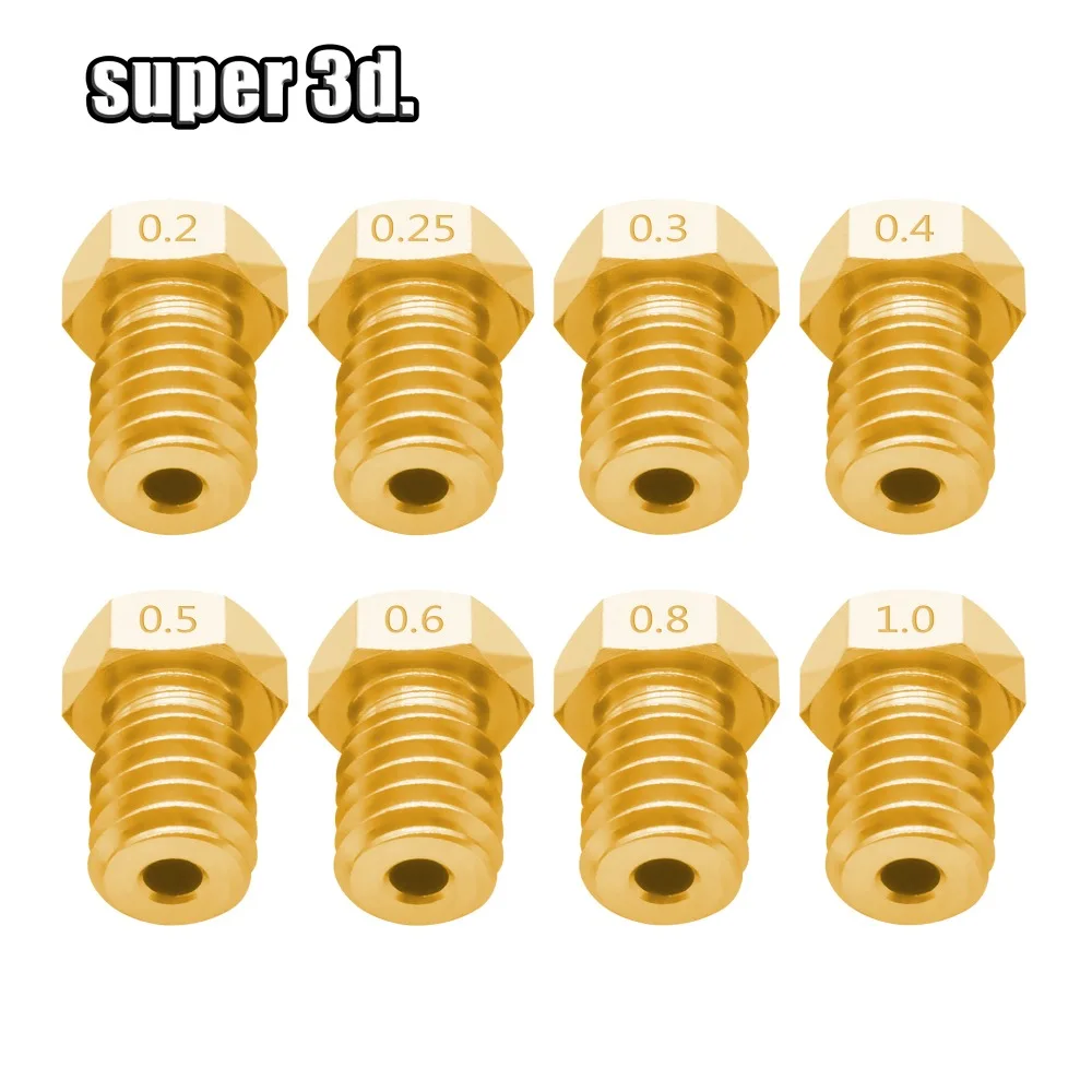 50pcs/lot accessories V5 V6 Nozzle 0.2/0.25/0.3/0.4/0.5/0.6/0.8/1.0 for 1.75mm M6 Hot end Extruder Threaded Brass printer Parts
50pcs/lot accessories V5 V6 Nozzle 0.2/0.25/0.3/0.4/0.5/0.6/0.8/1.0 for 1.75mm M6 Hot end Extruder Threaded Brass printer Parts