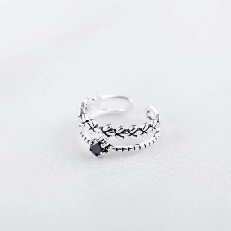 Sole Memory Creative Personality Double Layer Black Onyx Branch Silver Color Female Resizable Opening Rings SRI281
Sole Memory Creative Personality Double Layer Black Onyx Branch Silver Color Female Resizable Opening Rings SRI281