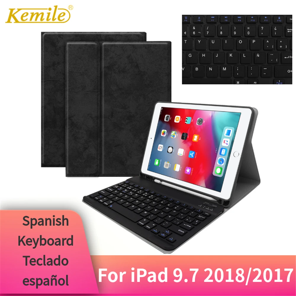 For iPad 2018 9.7 Case Bluetooth Keyboard W Pencil holder Leather Cover For iPad 2018 2017 Pro 9.7 Air 1/2 Case Spanish Teclado
For iPad 2018 9.7 Case Bluetooth Keyboard W Pencil holder Leather Cover For iPad 2018 2017 Pro 9.7 Air 1/2 Case Spanish Teclado