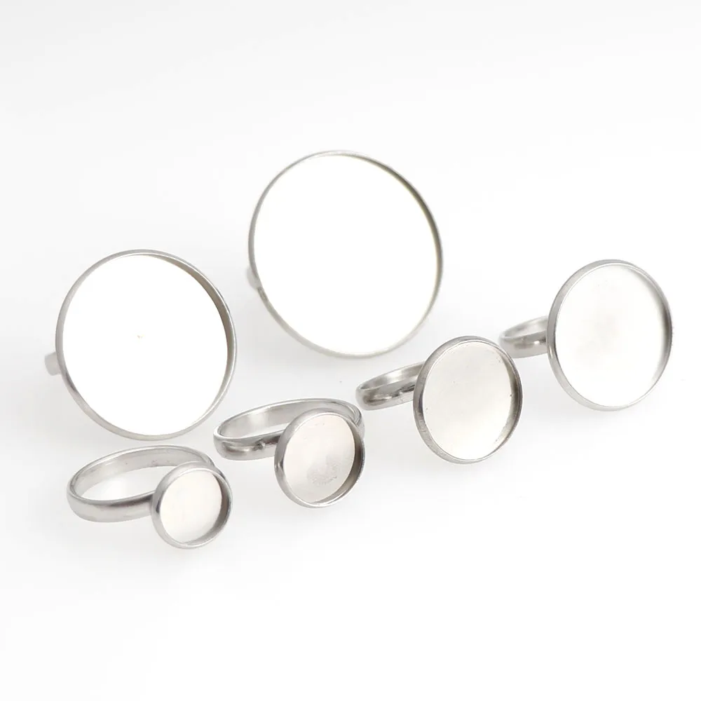10pcs/lot Stainless Steel Blank Ring Base Fit Dia 10/12/16/20/25/30mm Glass Cabochons Cameo Settings Tray Diy Jewelry MakingRing
10pcs/lot Stainless Steel Blank Ring Base Fit Dia 10/12/16/20/25/30mm Glass Cabochons Cameo Settings Tray Diy Jewelry MakingRing
