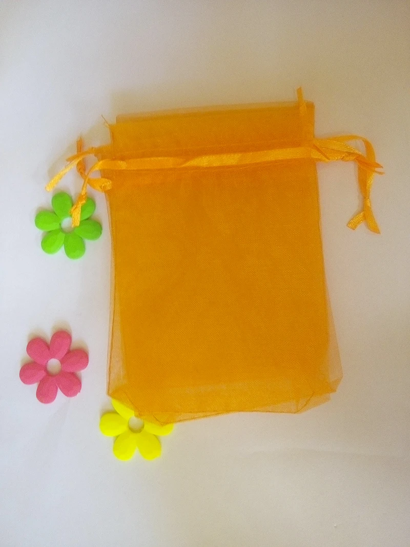 

17*23cm 100pcs Organza Bag Orange Drawstring bag jewelry packaging bags for tea/gift/food/candy small transparent pouch Yarn bag