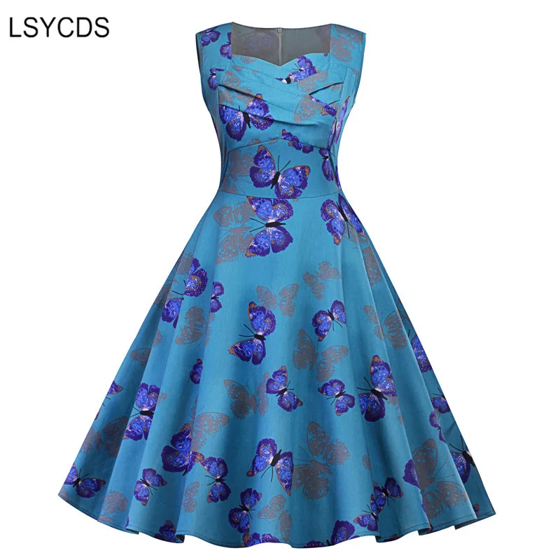 LSYCDS Butterfly Print Vintage Dresses Women 2022 V Neck Sleeveless Blue Retro Casual Party 50s 60s Ladies Dresses
LSYCDS Butterfly Print Vintage Dresses Women 2022 V Neck Sleeveless Blue Retro Casual Party 50s 60s Ladies Dresses