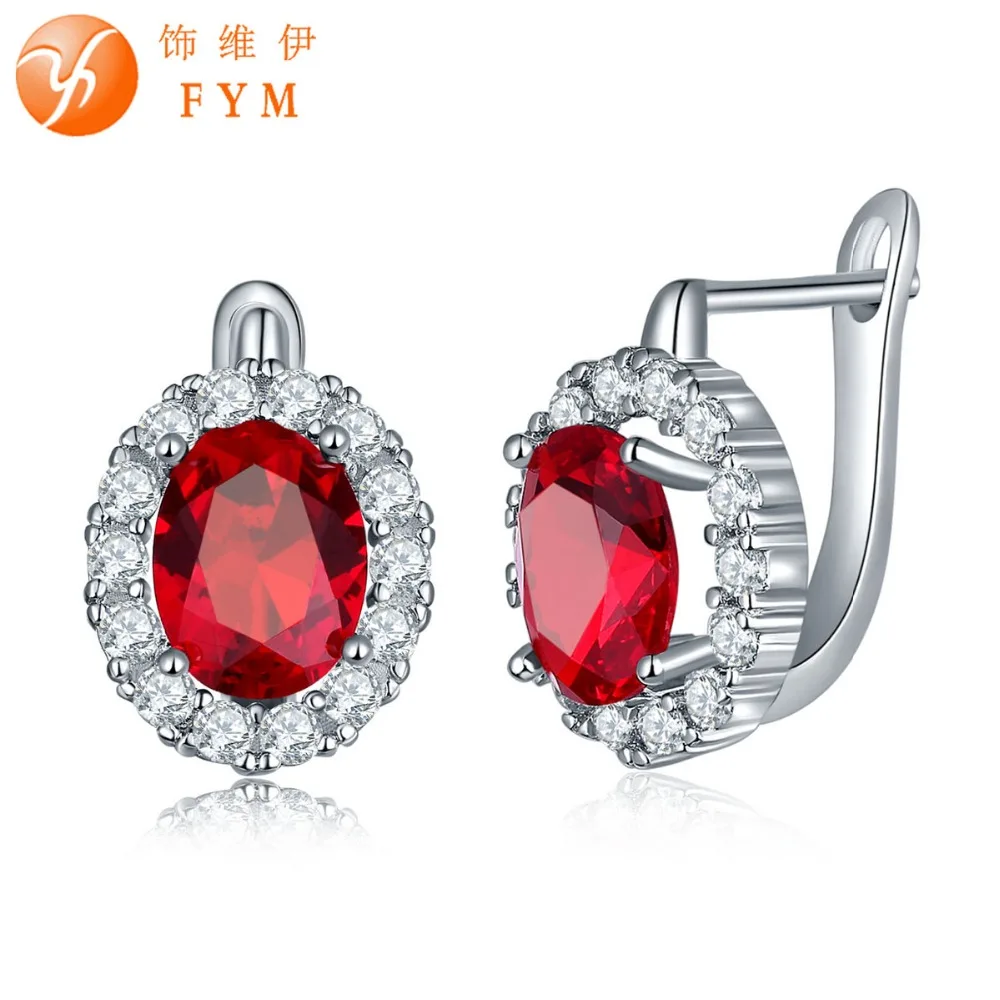 FYM Brand 7 Colors Imitation Hoop Earrings Fine Jewelry Red Round Cubic Zircon Earrings Silver color Jewelry For Women
FYM Brand 7 Colors Imitation Hoop Earrings Fine Jewelry Red Round Cubic Zircon Earrings Silver color Jewelry For Women