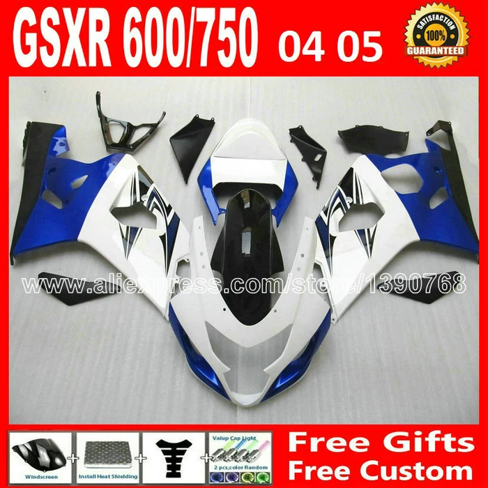 Brand new for SUZUKI GSXR 600 750 white black jewelry blue fairing 2004 2005 K4 RIZLA version gsxr600 FIN 04 05 GSX R750 683
Brand new for SUZUKI GSXR 600 750 white black jewelry blue fairing 2004 2005 K4 RIZLA version gsxr600 FIN 04 05 GSX R750 683