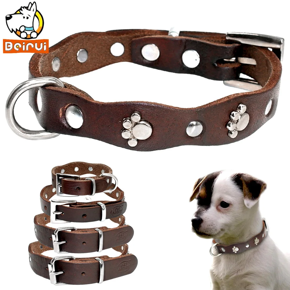 Genuine Leather Dog Collar Soft Adjustable Studded Pet Collars For Small Medium Dogs Cats Pitbull Brown Color XXS XS S M
Genuine Leather Dog Collar Soft Adjustable Studded Pet Collars For Small Medium Dogs Cats Pitbull Brown Color XXS XS S M