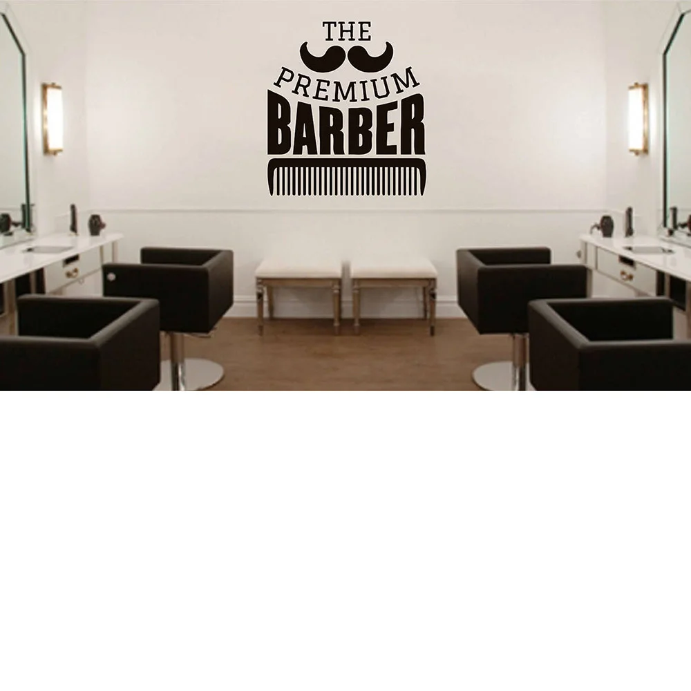 Barbershop comb wall stickers Detachable vinyl Logo Sticker Window Decals Barber's Hair Salon Wall Decal G169 | Дом и сад