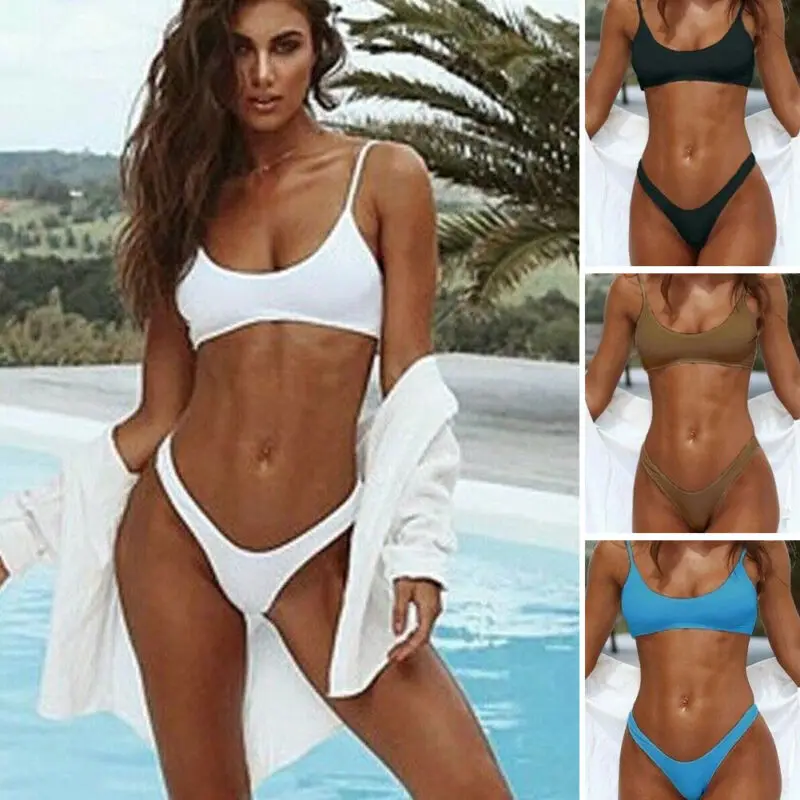 Sexy Women Triangle Padded Bra Push-up Throng Swimwear Bikini Solid White Black Blue Brown Swimsuit Bathing Suit
Sexy Women Triangle Padded Bra Push-up Throng Swimwear Bikini Solid White Black Blue Brown Swimsuit Bathing Suit