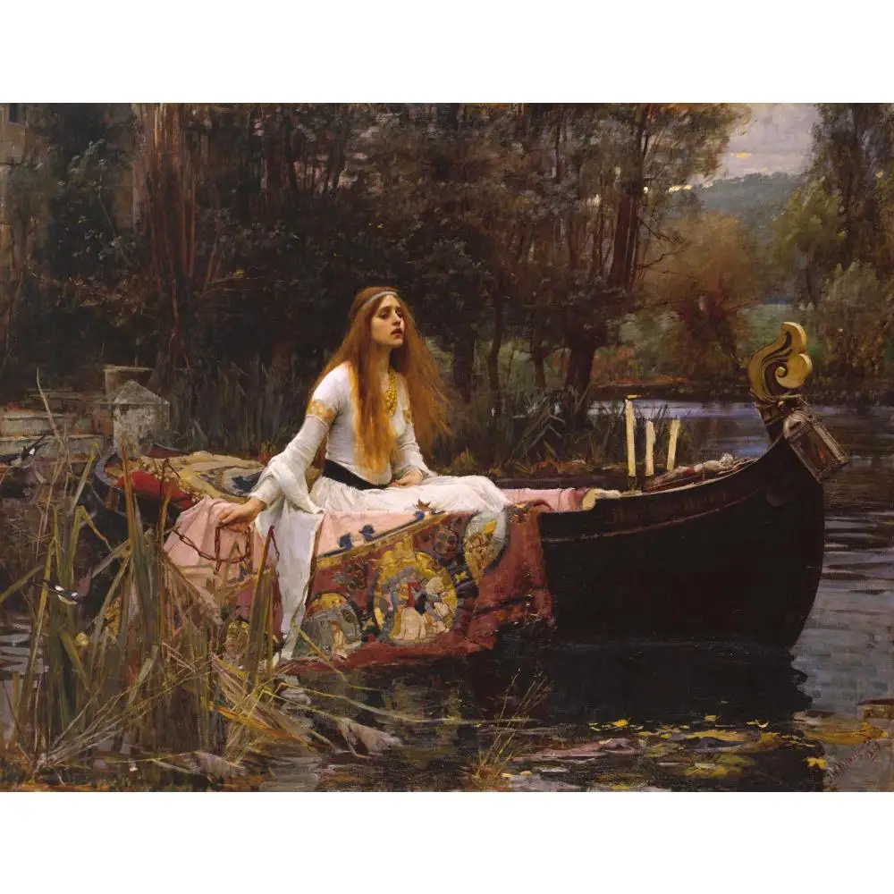 

Hand Painted The lady of shalott John William Waterhouse Paintings Portrait art on canvas Landscape wall decor