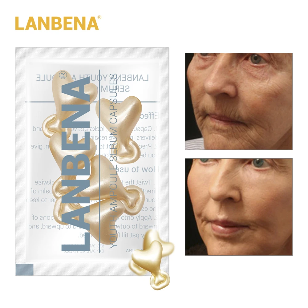 

LANBENA 24K Gold Peptide Wrinkles Face Ampoule Capsule Facial Cream Acne Skin Whitening Serum Anti-Aging Lifting Firming 5 Grain