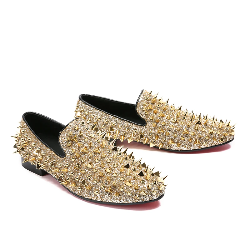 Autumn 2018 Man Casual Round Toe Glitter Sapato Masculino Fashion Men Shoes Bling Studded Rivets Genuine Leather Shoes
Autumn 2018 Man Casual Round Toe Glitter Sapato Masculino Fashion Men Shoes Bling Studded Rivets Genuine Leather Shoes