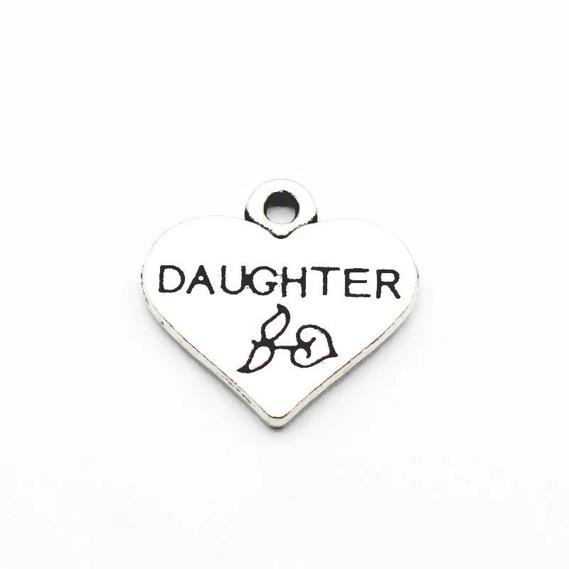 New arrival 50pcs/lot heart daughter Dangle Charms silver pendant Metal lobster clasp Fit DIY Necklace Bracelet Jewelry
New arrival 50pcs/lot heart daughter Dangle Charms silver pendant Metal lobster clasp Fit DIY Necklace Bracelet Jewelry