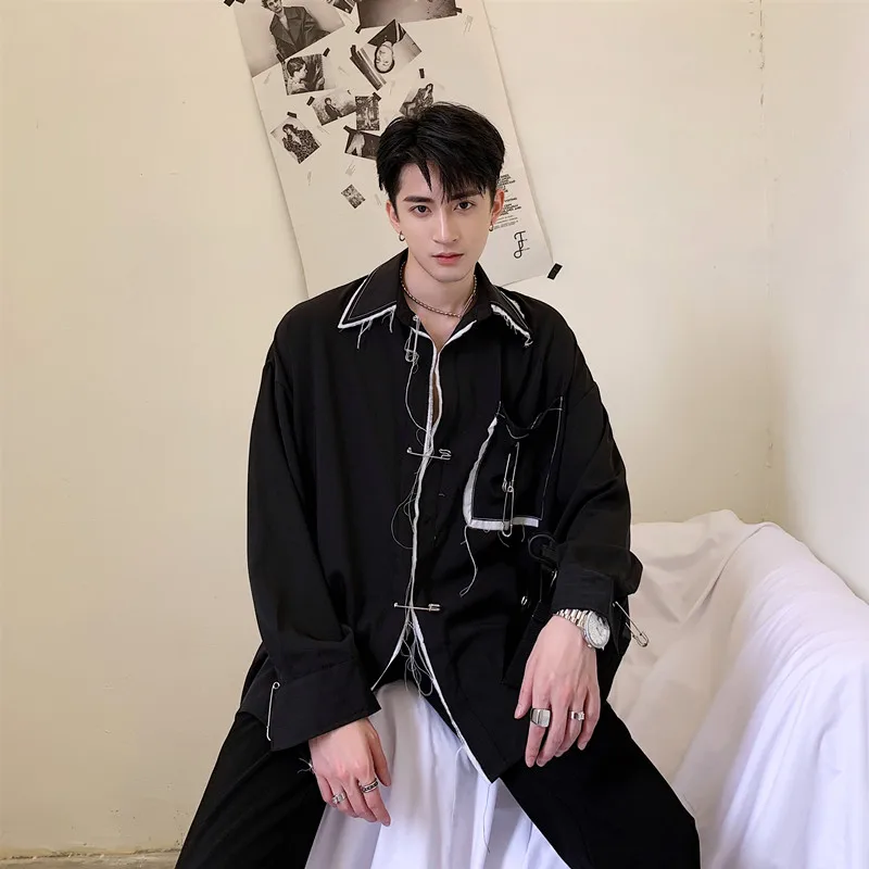 Male Streetwear Hip Hop Punk Gothic Vintage Fashion Loose Shirt Men Broken Edge Long Sleeve Casual Shirt
Male Streetwear Hip Hop Punk Gothic Vintage Fashion Loose Shirt Men Broken Edge Long Sleeve Casual Shirt