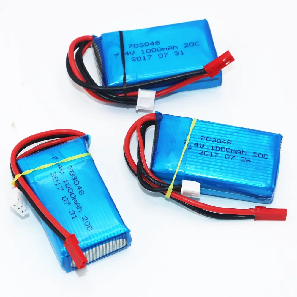

3pcs/lot For WLtoys V262 V353 V912 Battery 7.4V 1000mAh 20C 2S Li-Po Battery for RC Helicopter Quadcopter wholesale