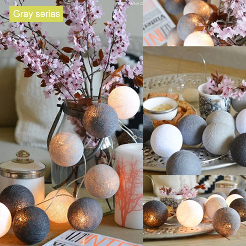 20 Gray White Thailand Cotton Balls LED Lights Holiday String Lighting Christmas Fairy Lights Outdoor Wedding Garden Decoration
20 Gray White Thailand Cotton Balls LED Lights Holiday String Lighting Christmas Fairy Lights Outdoor Wedding Garden Decoration