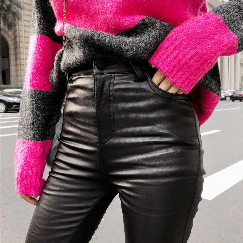 2019 Winter black Women PU Leather Pants Big Plus Size Pants Trousers Women High Waist Black Stretch Pencil Pants Pantalon Femme
2019 Winter black Women PU Leather Pants Big Plus Size Pants Trousers Women High Waist Black Stretch Pencil Pants Pantalon Femme