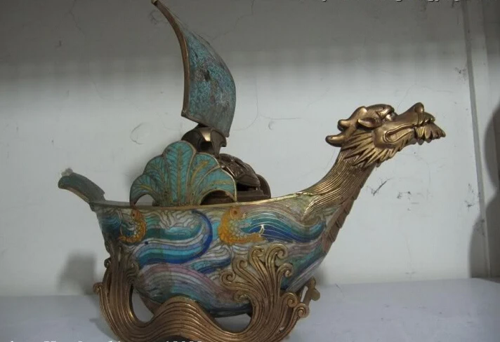 song voge gem S0664 Chinese Royal 100% Pure Bronze handwork cloisonne Dragon sail boat Art statuary
song voge gem S0664 Chinese Royal 100% Pure Bronze handwork cloisonne Dragon sail boat Art statuary