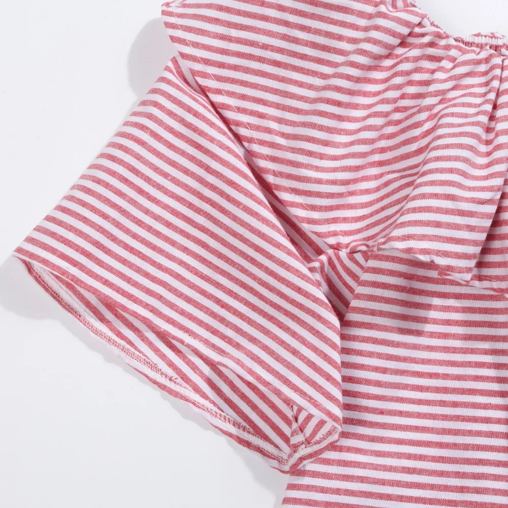 Новинка 2018 Брендовые женские полосатые топы с открытыми плечами рубашка