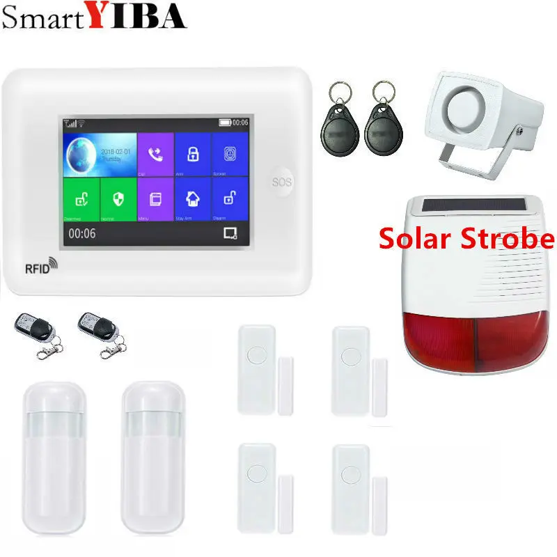 

SmartYIBA Wireless 3G WCDMA Burglar Alarm KIT WIFI RFID Home Security Alarm System With Video IP Camera Smoke Fire Sensor