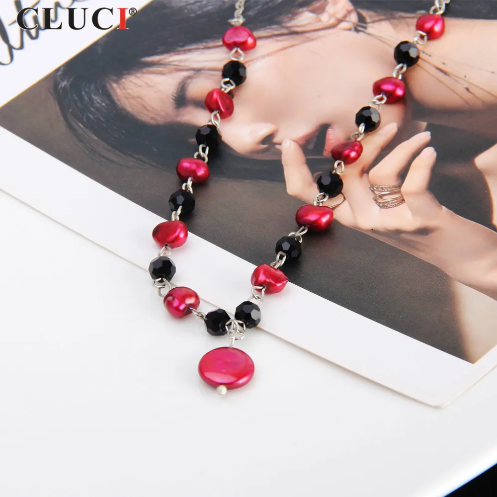 CLUCI Silver plated Necklace with Red Freshwater Pearls , Black round Crytal ,Coin Pearls For Girls Party Jewelry FN1008SB
CLUCI Silver plated Necklace with Red Freshwater Pearls , Black round Crytal ,Coin Pearls For Girls Party Jewelry FN1008SB